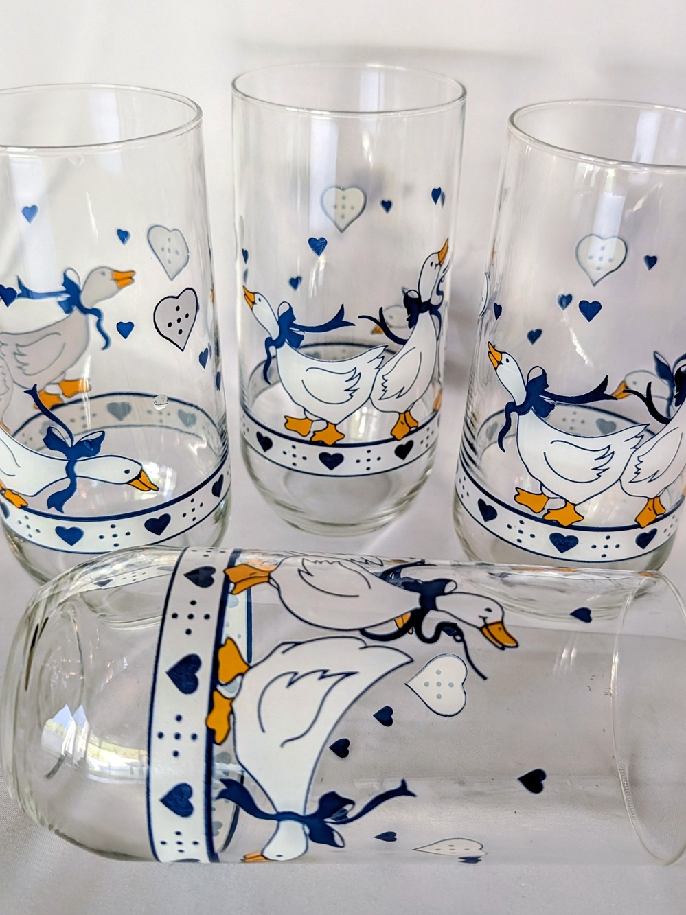 Blue & White Duck Glass Tumbler Set - Home Dining